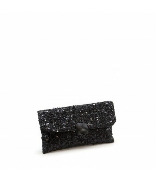 pochette paillettes nera